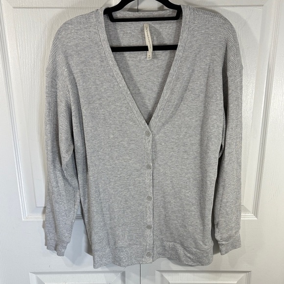 Babaton Light Gray Women's waffle knit Cardigan - Picture 2 of 7